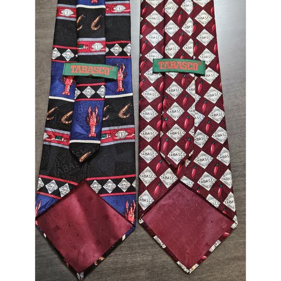 Lot of 2 Vintage Tabasco Men's Ties 100% Silk Novelty Used Great Condition - Picture 2 of 10